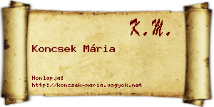 Koncsek Mária névjegykártya