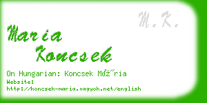 maria koncsek business card